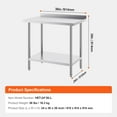 thumbnail image 6 of KFFKFF 24x36x36 Inch Metal Work Table, Durable Stainless Steel Work Table for Commercial Kitchen Use, Adjustable Height, Suitable for Restaurants, Homes, and Hotels, 6 of 8