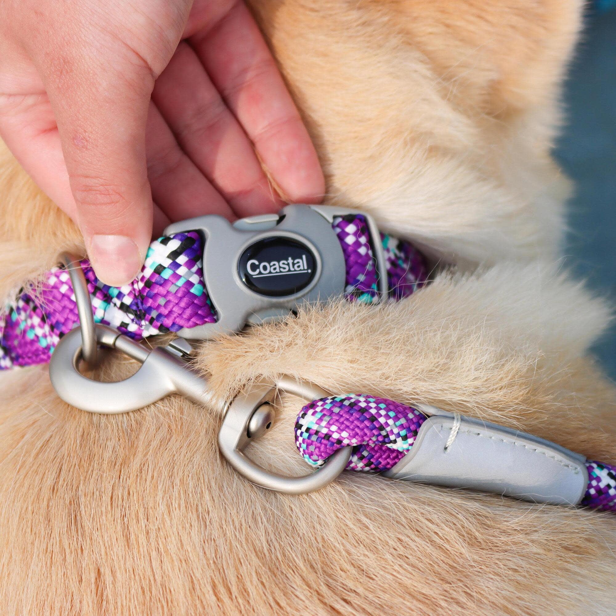 Pro: Active Woven Reflective Dog Collar - Cobalt Crossed - Small - 5/8", Adjustable 8-12" Neck, Lightweight & Breathable, Pet Safety Reflective Strips