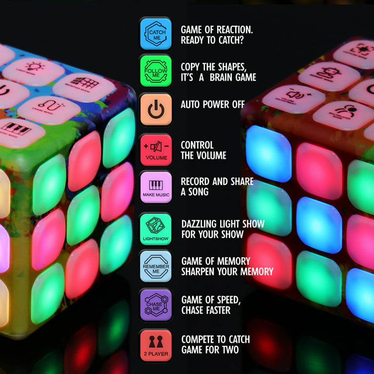 Lilac Electronic Cubik LED Flashing Cube Memory Game - 5 Brain Memory Games  for Kids STEM Sensory Toys Game Puzzle Fidget Light Up Cube Fidget Toy - 