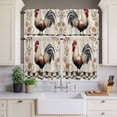 thumbnail image 4 of 3 Piece Kitchen Curtains and Valances Set White Retro Rooster Cafe Curtains 24 Inch Length Watercolor Pastoral Animals Plaid Valance & Tier Curtain for Living Room Bedroom Window 54"x18"+27"x24"*2, 4 of 6