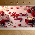 thumbnail image 2 of Valentine's Day Romantic Backdrop Banner with Roses Coffee Heart Lock Perfect for Weddings Anniversaries Parties Celebrations Romantic Dinners, 2 of 4