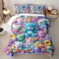 thumbnail image 2 of Erosebridal Kawaii Bear Print Twin Quilt Set for Girls, Groovy Flower Floral Twin Coverlet Set, 2-Piece, 2 of 7