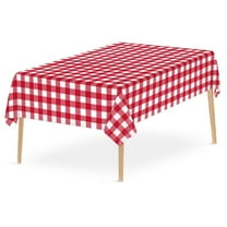 Premium Disposable Plastic Picnic Tablecloth 54 Inch. x 110 Inch, Decorative Rectangle Table Cover Disposable Table Cloths For Party, Birthday, Wedding Tablecloth - Red Checkered Gingham