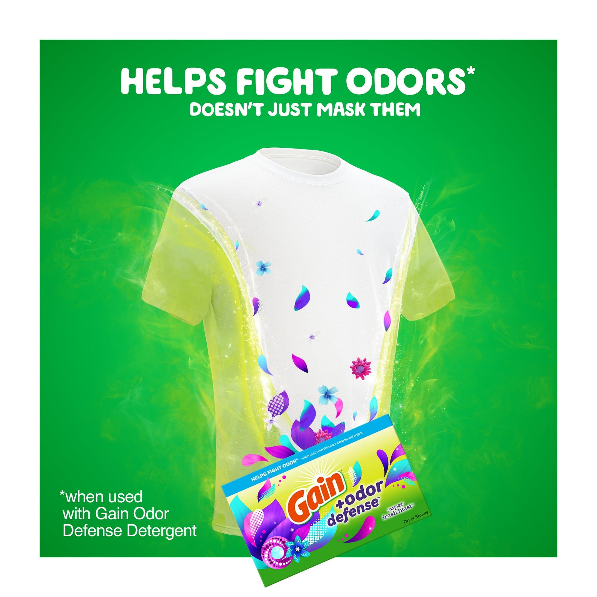 Gain Dryer Sheets + Odor Defense, Super Fresh Blast Scent, 180 Count with Microfiber Solid Color Towel by BundleEase