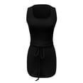 thumbnail image 4 of DHFJKG Summer Dresses For Women Vacation Clothes Sleeveless Square Neck Drawstring Waist Slim Fit Mini Sundress Travel OutFits Cozy Dresses, 4 of 5