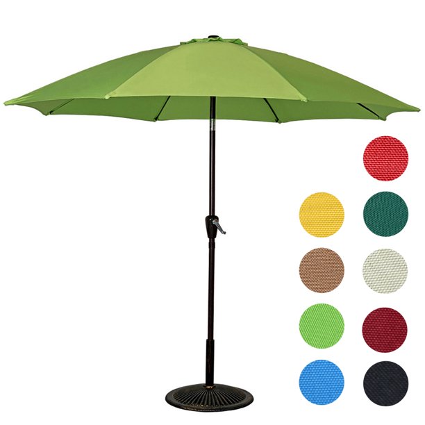 Sundale Outdoor 9 Feet Aluminum Patio Umbrella With Crank And Push Button Tilt 8 Fiberglass Ribs Walmart Com Walmart Com