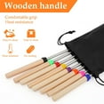 thumbnail image 3 of Extendable Marshmallow Roasting Sticks - Set of 8 Telescoping Smores Skewers & Hot Dog Forks with Wooden Handle for Fire Pit Campfire - 32 inch Stainless Steel BBQ Kit for Outdoor Camping, 3 of 7