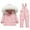 Pink, variant on Winter Kids Boys Girls Ski Suit Pants Jackets Sets Solid Color Down Jackets Keep Thickening Warm Outdoor Coat Jumpsuit Set