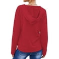 thumbnail image 6 of TWZH Women Cross V Neck Drawstring Long Sleeve Solid Color Hoodie, 6 of 7