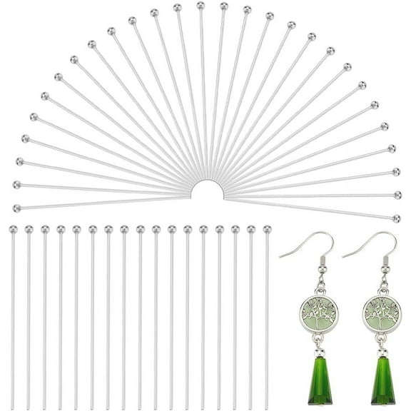 300Pcs 304 Stainless Steel Ball Head Pins Stainless Steel Color 40x0.6mm 22 Gauge Head: 1.8mm