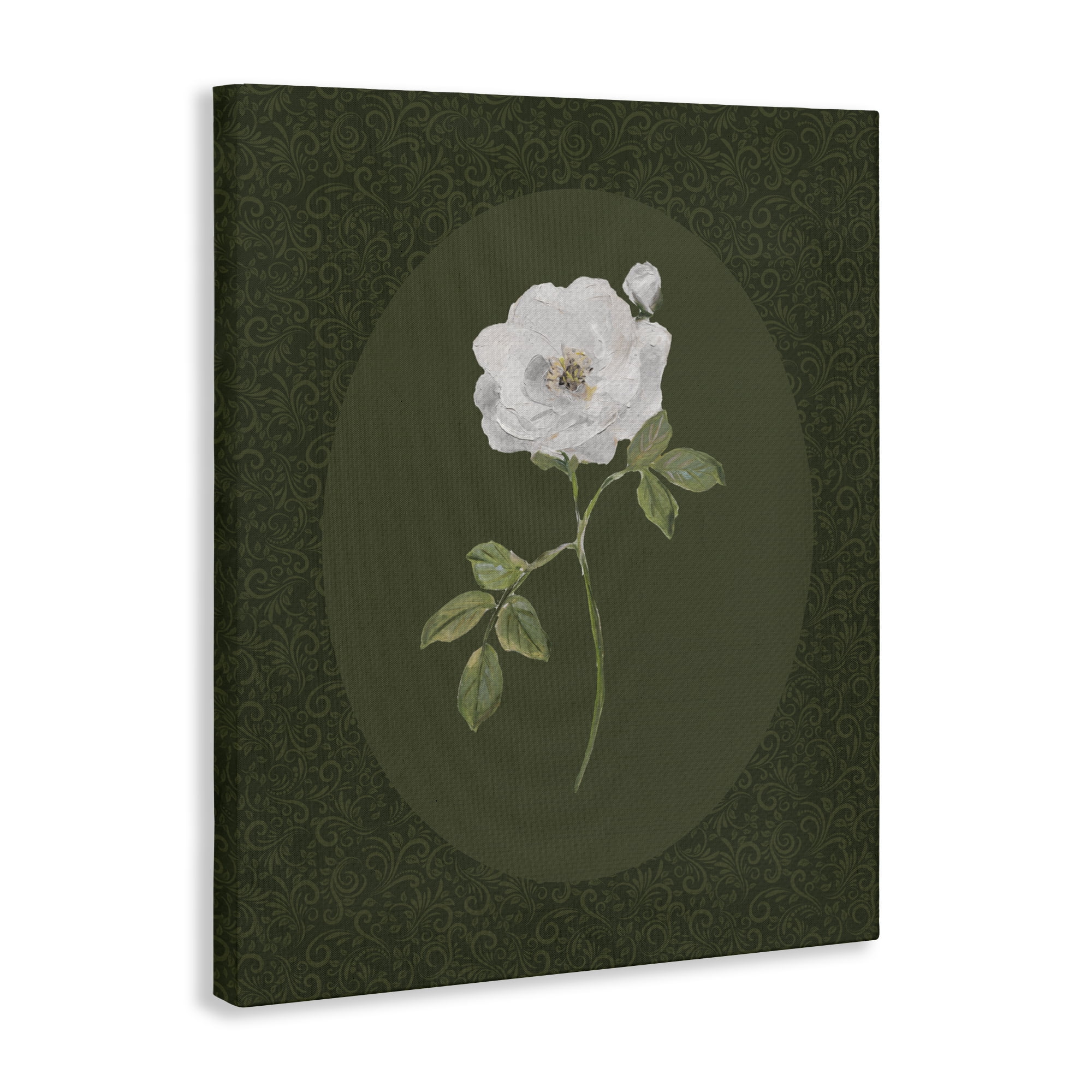 Stupell Industries Emerald & White Oval Rose Canvas Wall Art, design by Sally Swatland