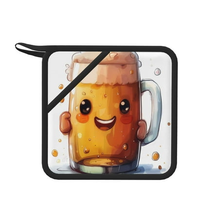

Lukts Happy Beer Mug Illustration for Silicone Anti-hot Mats - Heat Resistant for Kitchen Counter Dish Drying Mat Silicone Trivets Hot Pads for Kitchen Counter