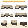 thumbnail image 5 of YODOLLA 7 Pc Patio Furniture Set in Beige Cushion& Black PE Rattan Outdoor Sectional Sofa Couch Patio Conversation Set with Table, 5 of 11