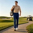 thumbnail image 5 of Mens Slim Fit Casual Work Bottoms Golf Dress Pants Quick Dry Straight Leg Trousers Blue XL, 5 of 7