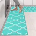 thumbnail image 2 of Kitchen Rugs Sets Of 2,Turquoise Geometric Quatrefoil Pattern Anti Fatigue Kitchen Mat Rugs Non Slip Washable,Decorative Kitchen Floor Mats for Kitchen,Sink,Laundry,17"X47", 2 of 5
