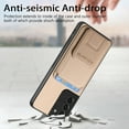 thumbnail image 4 of Case for Samsung Galaxy S21 with Hidden Kickstand, Carbon Fiber Texture Wallet Case with Card Holder for Samsung Galaxy S21 Magnetic Car Mount Shockproof Military Grade Protection Cover, Khaki, 4 of 10