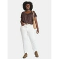 thumbnail image 2 of Terra & Sky Women's Plus Size Crepe Mesh Top with Flutter Sleeves, Sizes 0X-5X, 2 of 5
