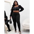 thumbnail image 5 of Women's High Waist Skinny Stacked Leggings Pants Split Flare Pants S-3xl, 5 of 5