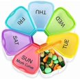 thumbnail image 1 of Portable Weekly Pill Organizer Easy Open Travel Pill Box with Snap Lid | Pill Organizer for Vitamins, Supplements & Medicines (Flower), 1 of 4