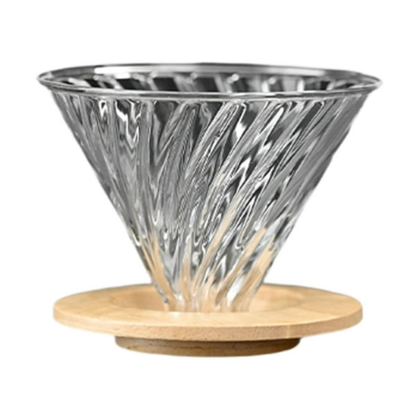 Gotero de café de vidrio reutilizable, transparente, fácil de preparar, cono, embudo, café de goteo Taza de filtro con base