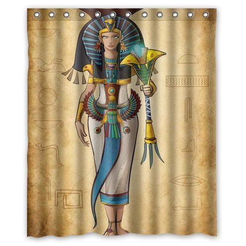 Greendecor Ancient Egypt Goddess Isis Waterproof Shower Curtain Set
