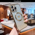 thumbnail image 4 of for iPhone 13 Pro Case Magnetic Gradient Glitter [ Compatible with MagSafe ], Bling Love Heart Clear Phone Case, Camera Protection Sparkly Slim Soft Back Cover for Women Girls - Gold, 4 of 11