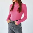 thumbnail image 4 of Patlollav Fall Winter Pullover Sweater For Women Fashion Solid Color Round Neck Sweaters, 4 of 7