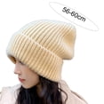 thumbnail image 6 of Eoperou Knitted Hat Baggy Slouchy Ribbed Flanging Stretchy Keep Warm Solid Color Autumn Winter Women Men Beanie Cap for Outdoor, 6 of 8