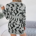 thumbnail image 4 of Lovskoo Sweater Dress for Women Trendy Casual Long Sleeve Bodycon Dress V-Neck Ladies Print Outing Dresses Gray, 4 of 8