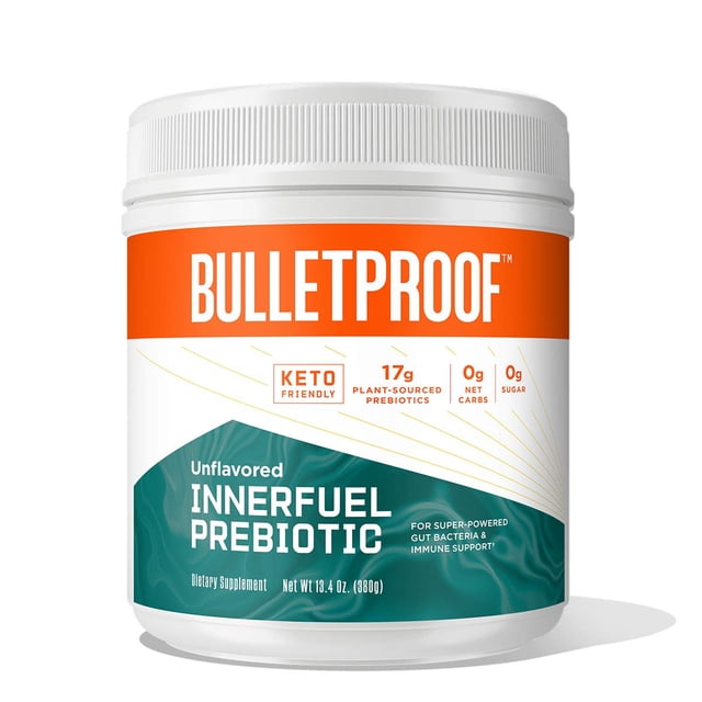 Polvo de fibra prebiótica de combustible interior sin sabor a prueba de balas, 13.4 onzas, suplemento para la salud intestinal, salud digestiva y apoyo inmunológico, prebióticos de origen vegetal, 0.0