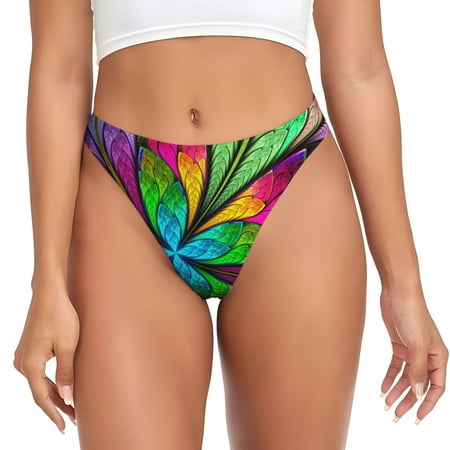 Qokaie Multicolored Beautiful Flower Printed Women s Cotton Thong Underwear  Sexy Breathable Panties G-string-3X-Large