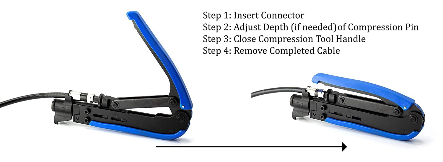 THE CIMPLE CO - Coaxial Cable Crimper Compression Tool -Blue- RG6 RG11 RG59 F Connector Crimping