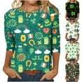 thumbnail image 5 of YanHoo Women 3/4 Sleeve Shirt St Patricks Day 3/4 Sleeve Tops for Women 2024 Summer Clearance Christmas 3/4 Sleeve Tops Pullover for Women Crewneck Shirts Casual Sweatshirt Lucky Shamrock Tops, 5 of 5