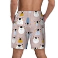 thumbnail image 3 of Kdxio Cute Hand Drawn Bear Print Men's Swim Trunks with Compression Liner 7 Inch Inseam Quick Dry Swim Shorts, 3 of 7