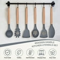 thumbnail image 3 of LINLIN Kitchen Utensils Set, 6 Piece Silicone Cooking Utensils Set, Non-Stick Spatula Turner Spoon Utensil with Wooden Handle, Heat Resistant Kitchen Tools for Nonstick Cookware, 3 of 7