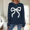 thumbnail image 6 of ZUKMRJPC Womens Christmas Sweater Casual Long Sleeve Crewneck Cute Bow Pullover Sweater Fall Winter Loose Warm Knitwear Holiday Outfits, 6 of 7