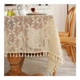 thumbnail image 3 of Mantel vintage de punto pastoral con hilo de crochet, mantel con borlas, mantel de encaje artístico para mesa de té, mantel, toalla, 3 of 6