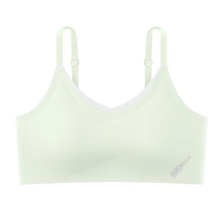 Girls Bras Silky Cute Printed Padded Sports Bra Spaghtti Strap Comfort Summer Cooling Bralette  Green  13 Years
