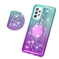 thumbnail image 3 of SOGA Quicksand Cover Cute Girl Phone Case Compatible for Samsung Galaxy A52 5G Case, with Ring for Magnetic Car Mounts, Lanyard, Tempered Glass - Purple / Teal, 3 of 6