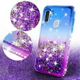thumbnail image 4 of Samsung Galaxy A21 Case w/ TPU Screen Protector Liquid Quicksand Glitter Cute Bling Girls Women [Shock Proof] for Samsung Galaxy A21 - Purple/Blue, 4 of 5