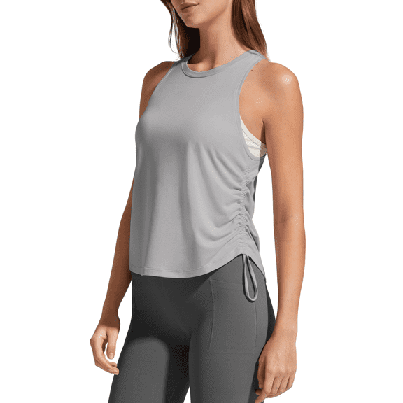 G4Free Lyocell Racerback Women Workout Tank Tops Ruch Side High Neck Muscle Tops for Gym Athletic Yoga