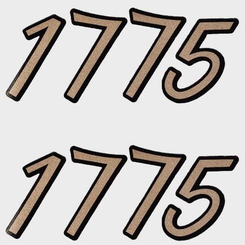 Lund Boat Brand Decals | 2 7/8 x 1 1/4 Inch Metallic Gold Black (Pair)