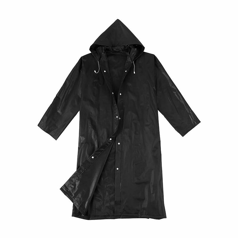Unisex Adult Outdoor Waterproof Raincoat Black EVA Cloth Long Rain Poncho W/ Hat 