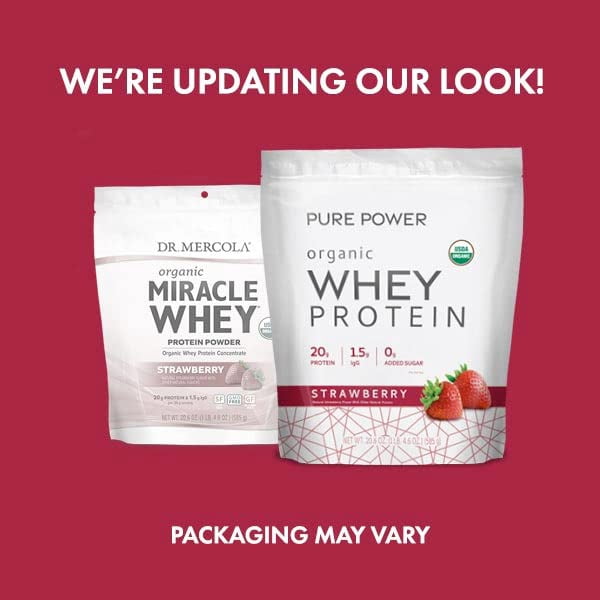 Dr. Mercola, Organic Miracle Whey Strawberry Protein Powder, 13.5 oz (382.5 g), non GMO, Soy Free, Gluten Free, non GMO, Soy-Free, Gluten Free, USDA Organic