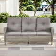 thumbnail image 2 of PARKWELL 6-Piece Outdoor Patio Conversation Set,Wicker 7-Seat High Back Furniture with Sofa, Swivel Gliders and Ottomans,Gray Wicker Gray Cushions, 2 of 11
