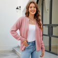 thumbnail image 3 of Women's Full Zip Knit Cardigan Sweater, Long Sleeve Relaxed Fit Crew Neck Layering Top for Casual Everyday Wear, 3 of 4