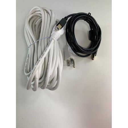 [UL Listed] OMNIHIL White 30FT AC Power Cord+8FT USB-B Cable Compatible with Brother MFC-L8900CDW Printer