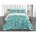 thumbnail image 3 of Ambesonne Geometric Quilted Bedspread Set 3 Pcs, Triangle Mosaic Shape, King Size, Teal Green, 3 of 5