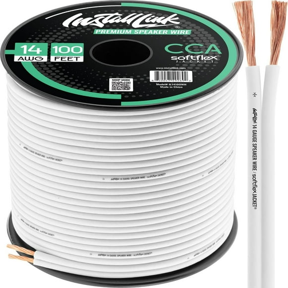 Versatile 14 Gauge White Speaker Wire for Car Home RV Audio 100ft CCA