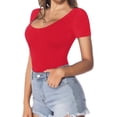 thumbnail image 2 of Women's Scoop Neck Short Sleeve Long Sleeve Slim Fit T Shirt Tunic Tops Tee, 2 of 3